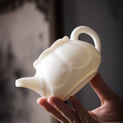現貨熱銷-德化羊脂玉白瓷茶壺手工陶瓷家用功夫茶具中式大號素燒泡茶器單壺茶壺單壺