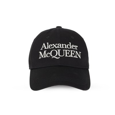 [全新真品代購-S/S22 新品!] ALEXANDER McQUEEN LOGO刺繡 黑色 帽子 / 棒球帽