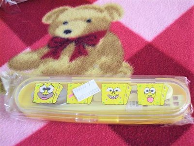【全新】海綿寶寶兒童環保餐具組:筷子+湯匙(買1送2)