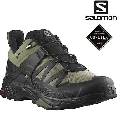 Salomon X Ultra 4 Wide 男款低筒寬楦Gore-tex防水登山鞋 L41386500 深藻綠/黑/綠