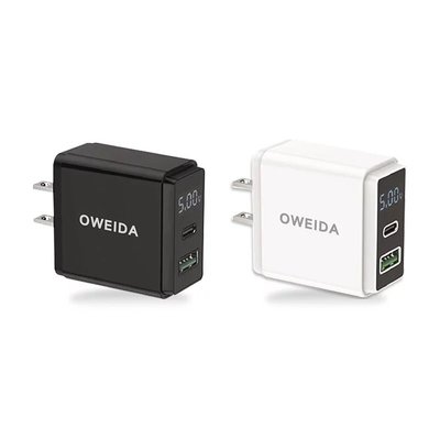 【Oweida】20W PD+QC3.0 AC-DK54T智慧型液晶電源顯示充電器