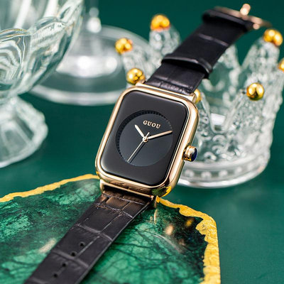 熱銷 時尚潮流防水簡約GUOU新款方形皮帶女生手錶腕錶時裝錶韓版石英女錶389 WG047