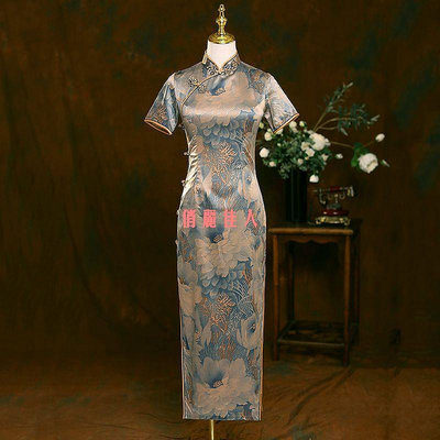 老上海 旗袍 2024 年新款 復古  中國風 長洋裝  洋裝 女 日常可穿 中長款 夏季