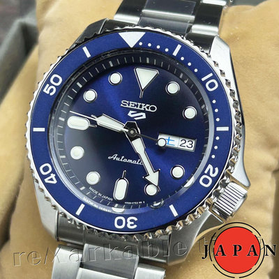 【SEIKO 自動機械手錶】 精工五號自動機械錶款SBSA001藍面(日本限定)