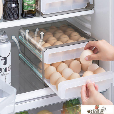 【＋促銷】保鮮盒 雞蛋收納盒 雞蛋收納盒抽拉式裝蛋盒保鮮冰箱蛋托食品收納盒32格多層儲物盒