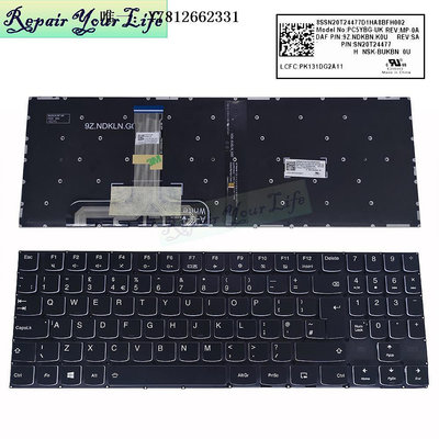 電腦零件聯想Y7000 Y700P 1050 2019 Y520 R720 15ISK Y700鍵盤背光白邊UK筆電配件
