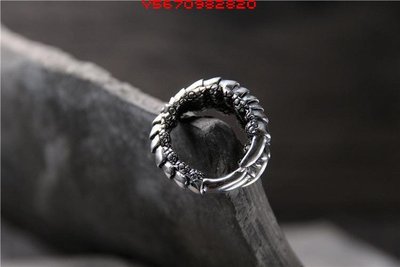 梵銀銀飾 s925純銀霸氣鷹爪戒指 泰銀做舊復古個性龍爪男士款指環