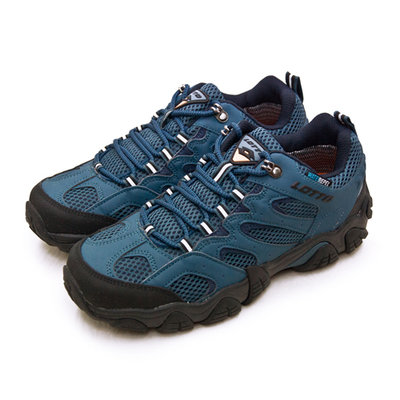 利卡夢鞋園–LOTTO 專業多功能防水戶外踏青健行登山鞋--REX ULTRA系列--藍黑--3586--男