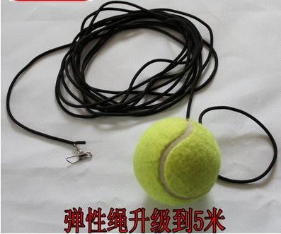 【網球練習繩-5米-高彈力矽膠繩+網球-1套/組】 專業繩 網球練習器 單人網球訓練底座-56007