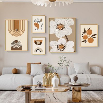 ins風北歐客廳裝飾畫抽象現代簡約壁畫沙發背景墻掛畫組合-促銷