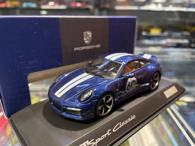 吉華@ 1/43 原廠 Porsche 911 Sport Classic 992 Gentian bl