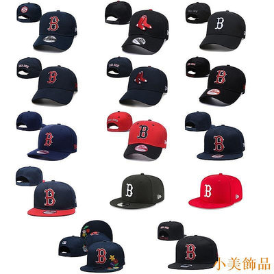 小美飾品MLB 波士頓紅襪 Boston Red Sox 棒球帽 男女通用 可調整 平沿帽 彎簷帽 嘻哈帽 運動帽 時尚帽
