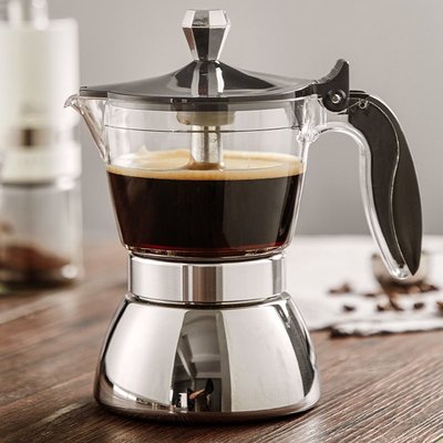 【熱賣精選】Bincoo意式不銹鋼摩卡壺煮咖啡壺套裝戶外電陶爐雙進口單閥咖啡機