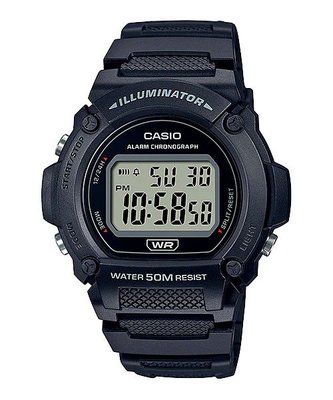 CASIO 卡西歐復古風格 圓型錶殼設計 電子錶 黑色 橡膠 男錶 型號:W-219H-1AVDF【神梭鐘錶】