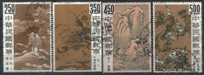台灣早期舊票 55年 特039故宮古畫郵票(55年版) 全4枚  1498