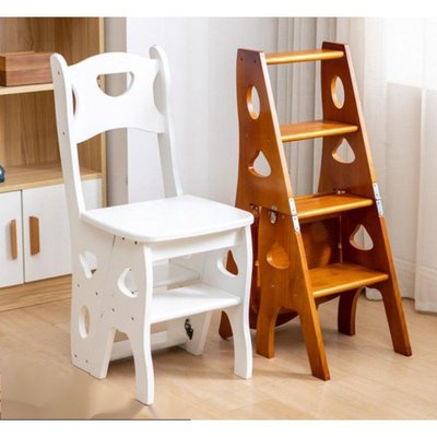 椅子轉梯子實木梯凳子折疊家用兩用室內四步人字樓梯椅代發