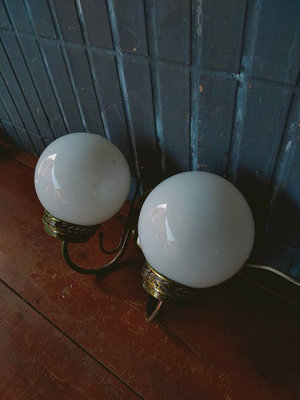 極美型 壁掛 奶油雙球 銅壁燈 . 寬 34 高 29 . E27x2