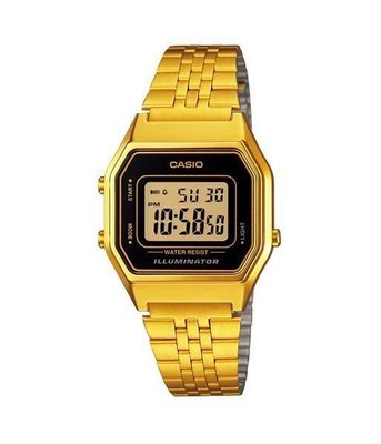 [時間達人] CASIO 卡西歐 黑框 復古金色數字型電子錶 全新原廠公司貨 LA680WGA-1DF