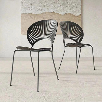 復古風貝殼椅家用餐廳客廳北歐網紅創意簡約現代椅子設計師餐椅~芙蓉百貨