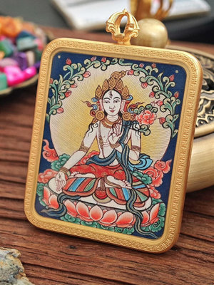 西藏純手繪礦物顏料小唐卡白度母，現貨拉薩發