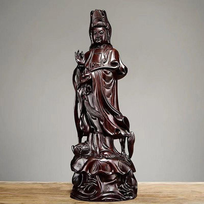 黑檀觀音木雕擺件紅木工藝品實木雕刻