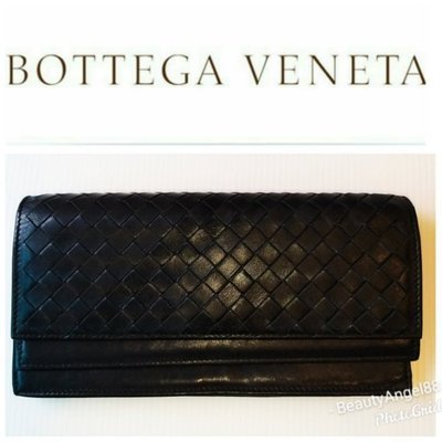 新【Bottega Veneta】 葆蝶家經典款BV 編織小羊皮 雙層 皮夾 寶緹嘉 黑色皮革長夾 中夾 發財夾真品有