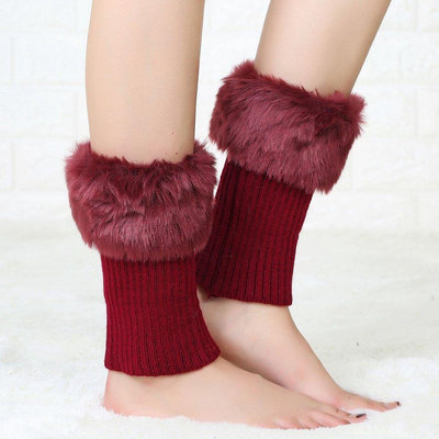 新品促銷 新款秋冬短版翻口毛毛保暖襪套靴套女士針織毛線護腿套 可開發票