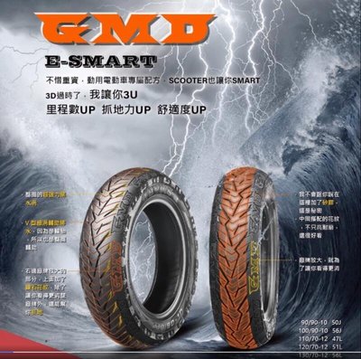 (昇昇小舖)固滿德GMD E-SMART 矽膠智慧閃電胎 高抓耐磨胎110/70-12 自取1050/完工1350