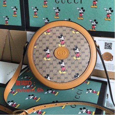 Gucci 古馳 女包包新品Disney迪士尼聯名款 米奇圓餅包 米老鼠圓形包 單肩斜背包 603938