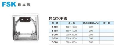 日本製 FSK 精密水平儀 精密水準器 角型水平儀