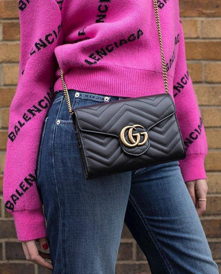 Gucci Marmont matelassé shoulder bag GG鍊帶肩背包 黑 現貨