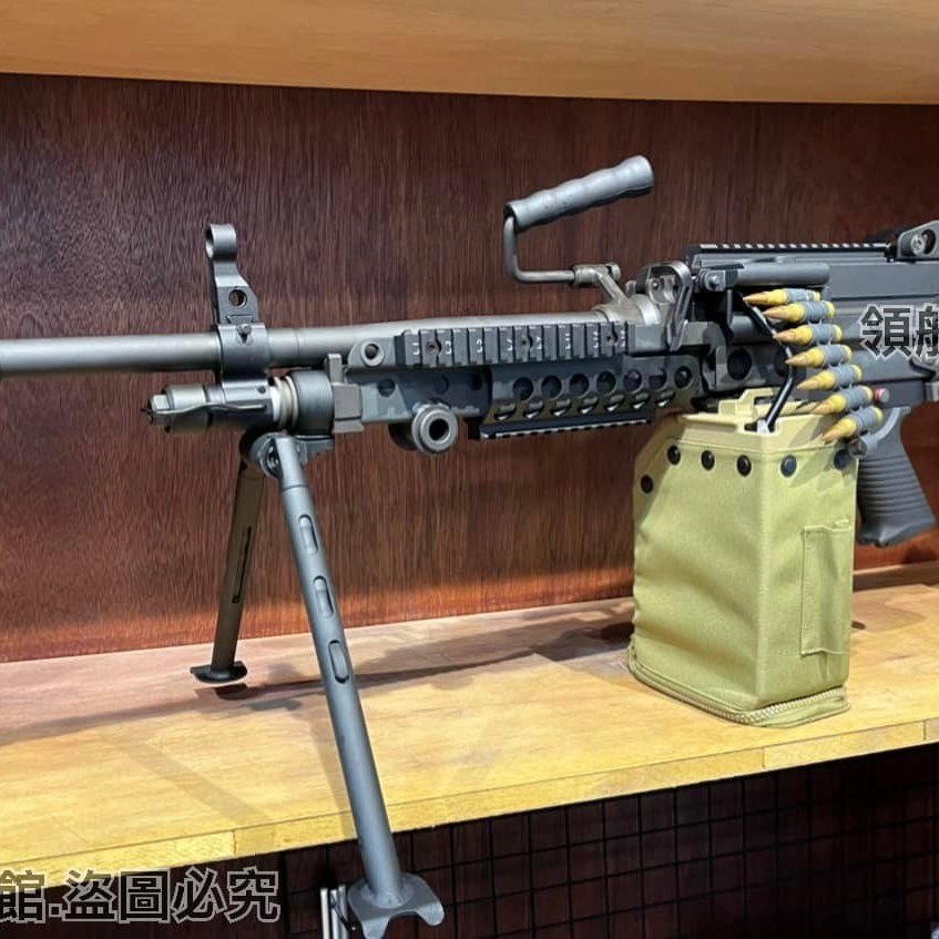 【領航員會館】豪華版！連發！VFC MK48輕機槍 全金屬 EBB後座力電槍 塑膠彈鍊 附彈鼓、腳架 重機槍機關槍電動槍