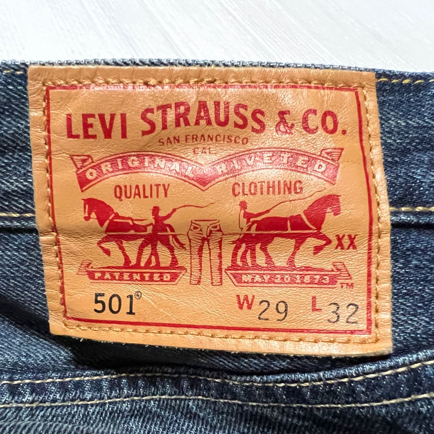 LEVI'S 日版501版型00501-1370 破壞補釘中直筒藍水洗牛仔褲W29腰