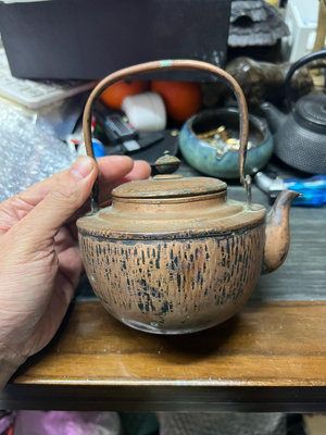 日本回流小銅壺非常老有款手捶打的不漏