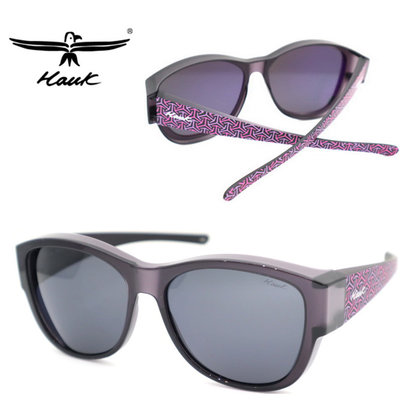 【珍愛眼鏡館】Hawk 專業偏光套鏡 偏光太陽眼鏡 護眼防曬 HK1021-89 芋紫色框深灰偏光 公司貨