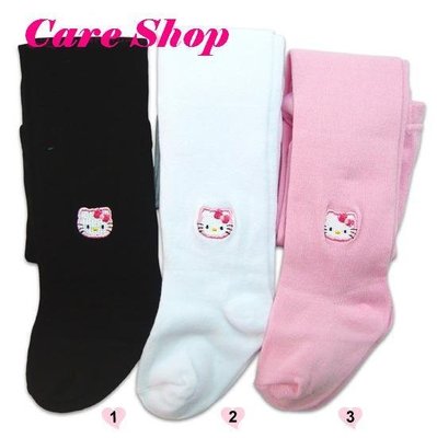 Hello Kitty 兒童褲襪 毛褲襪, 粉,黑 精梳棉 保暖 彩色 105-150cm
