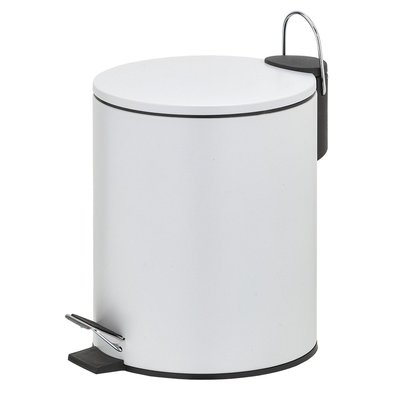 【ikloo】簡約啞光磨砂腳踏式垃圾桶5L (白 黑)(腳踏式/緩衝蓋/獨立內桶/垃圾桶/圓形垃圾桶/臥室垃圾桶)