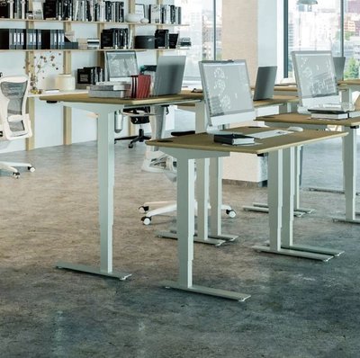 【耀偉】丹麥Conset-501-37 窄桌腳-電動升降桌/可加裝活動輪寬92 cm黑/白桌腳+桌板96x68cm