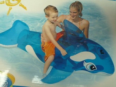 INTEX 58523原廠 可愛藍色小鯨魚坐騎 充氣游泳圈 浮排 送修補貼 夏天 游泳 玩水 戲水