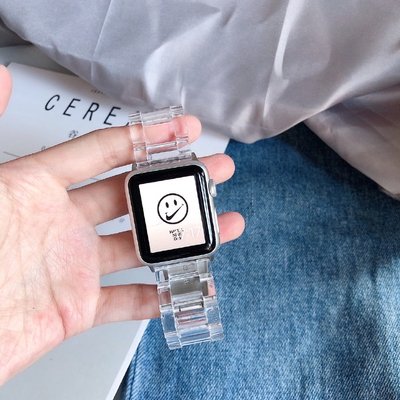 現貨 冰川限定 iWatch錶帶5/4/3/2代蘋果手錶錶帶透明果凍apple watch1錶帶樹脂小冰塊42/44mm