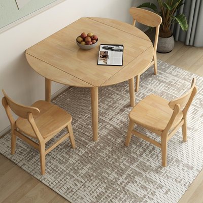 現代簡約實木折疊餐桌北歐家用小戶型方桌變圓桌正方形伸縮飯桌子~特價