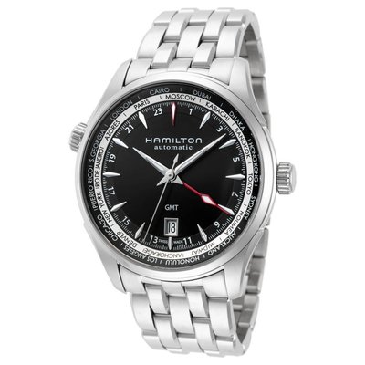 HAMILTON H32695131 漢米爾頓 手錶 機械錶 42mm GMT 第二時區 黑色面盤 鋼錶帶 男錶女錶