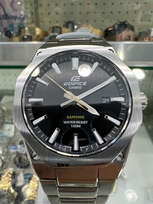 【金台鐘錶】CASIO卡西歐 EDIFICE 防水輕薄(八角) (藍寶石玻璃) 不鏽鋼錶帶 EFR-S108D-1A