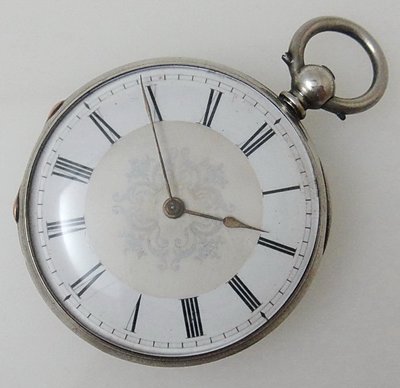 【timekeeper】 1880年瑞士製鑰匙上鍊純銀精雕三門懷錶(免運)