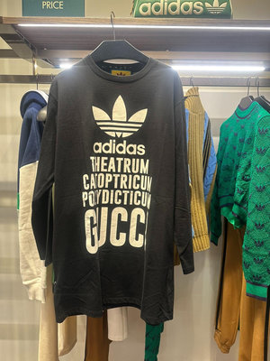 【國內現貨】Gucci X阿迪達斯聯名 女士長款T恤 黑色（