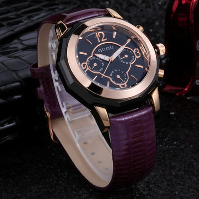 熱銷 新款GUOU古歐多功能腕錶歐日韓手錶腕錶個性時尚大錶盤女士手錶腕錶826 WG047