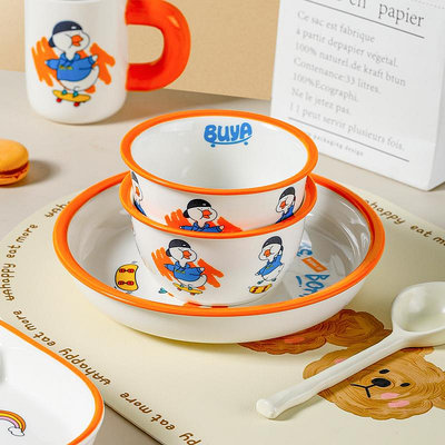 卡通陶瓷碗家用2023新款可愛餐具飯碗湯碗面碗早餐盤子