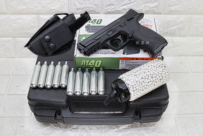 台南 武星級 KWC M&amp;P40 手槍 CO2槍 + CO2小鋼瓶 + 奶瓶 + 槍套 + 槍盒( 大嘴鳥BB槍BB彈