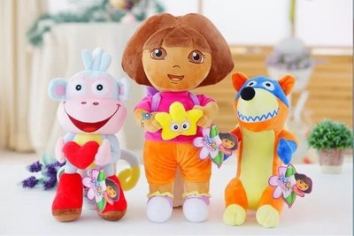 部分現貨有實拍圖正版Dora 朵拉玩具公仔猴子布茨搗蛋鬼毛絨布娃娃兒童玩偶女孩生日禮物（朵拉35公分）