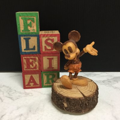 【FleaSir福利社】日版現貨 迪士尼 米老鼠 米奇 木雕風 旋轉音樂公仔/擺飾 X01